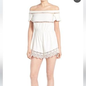 New without tags off shoulder Missguided lace trim romper size 12 UK/ 8 US